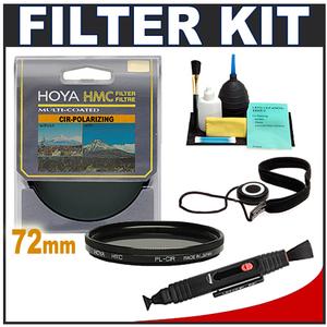 Hoya 72mm HMC Circular PL Polarizer Multi-Coated Glass Filter with CapKeeper + Lens Cleaning Kit - Digital Cameras and Accessories - Hip Lens.com