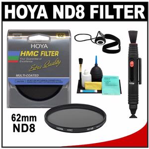 Hoya 62mm HMC Neutral Density ND8 Multi-Coated Glass Filter with Capkeeper + Lens Cleaning Kit - Digital Cameras and Accessories - Hip Lens.com