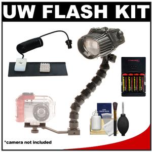 Intova ISS 4000 Underwater Slave Flash with Arm & Mounting Bracket + Fiber Optic Cable + AA Batteries & Charger + Cleaning Kit - Digital Cameras and Accessories - Hip Lens.com