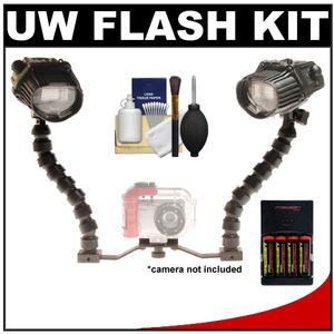 Intova ISS 4000 DUAL Underwater Slave Flash with Flex Arms + Mounting Brackets + Batteries & Charger + Cleaning Kit - Digital Cameras and Accessories - Hip Lens.com