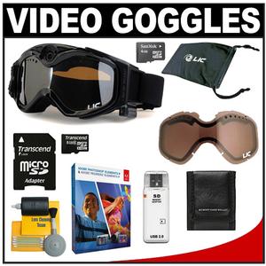 Liquid Image Summit Series Snow Board / Ski HD Digital Video Camera Goggle (Black) with 4GB & 8GB Card + Extra Lens + Microfiber Pouch + Adobe Elements + Cleani - Digital Cameras and Accessories - Hip Lens.com