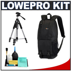 Lowepro Fastpack 100 Digital SLR Camera Backpack Case (Black) with Deluxe Photo/Video Tripod + Accessory Kit - Digital Cameras and Accessories - Hip Lens.com