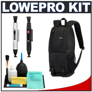 Lowepro Fastpack 100 Digital SLR Camera Backpack Case (Black) with Complete Cleaning Kit - Digital Cameras and Accessories - Hip Lens.com