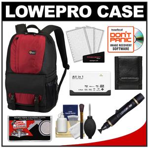 Lowepro Fastpack 200 Digtal SLR Camera Backpack Case (Red) with Reader + Cleaning Kit + LCD Protectors + Accessory Kit - Digital Cameras and Accessories - Hip Lens.com