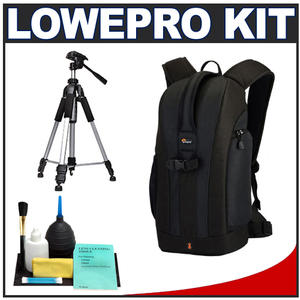 Lowepro Flipside 200 Digital SLR Camera Backpack Case (Black) with Deluxe Photo/Video Tripod + Accessory Kit - Digital Cameras and Accessories - Hip Lens.com