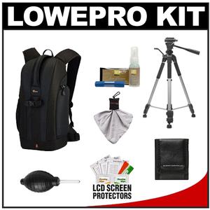 Lowepro Flipside 200 Digital SLR Camera Backpack Case (Black) with Deluxe Photo/Video Tripod + Nikon Cleaning Kit - Digital Cameras and Accessories - Hip Lens.com