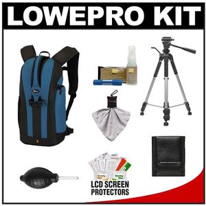 Lowepro Flipside 200 Digital SLR Camera Backpack Case (Arctic Blue) with Deluxe Photo/Video Tripod + Nikon Cleaning Kit - Digital Cameras and Accessories - Hip Lens.com
