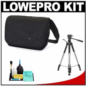 Lowepro Exchange Messenger Digital SLR Photo/Video Camera Bag/Case (Black) with Deluxe Photo/Video Tripod + Accessory Kit - Digital Cameras and Accessories - Hip Lens.com