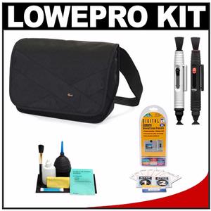 Lowepro Exchange Messenger Digital SLR Photo/Video Camera Bag/Case (Black) with LCD Protectors + Cleaning Accessory Kit - Digital Cameras and Accessories - Hip Lens.com