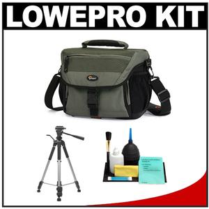 Lowepro Nova 180 AW Digital SLR Camera Bag/Case (Chestnut Brown) with Deluxe Photo/Video Tripod + Accessory Kit - Digital Cameras and Accessories - Hip Lens.com