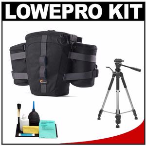 Lowepro Outback 100 Digital SLR Camera Beltpack Bag/Case (Black) with Deluxe Photo/Video Tripod + Accessory Kit - Digital Cameras and Accessories - Hip Lens.com