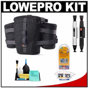 Lowepro Outback 100 Digital SLR Camera Beltpack Bag/Case (Black) with LCD Protectors + Cleaning Accessory Kit - Digital Cameras and Accessories - Hip Lens.com