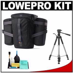 Lowepro Outback 200 Digital SLR Camera Beltpack Bag/Case (Black) with Deluxe Photo/Video Tripod + Accessory Kit - Digital Cameras and Accessories - Hip Lens.com