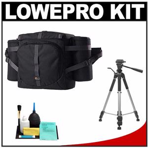 Lowepro Outback 300 AW Digital SLR Camera Beltpack Bag/Case (Black) with Deluxe Photo/Video Tripod + Accessory Kit - Digital Cameras and Accessories - Hip Lens.com