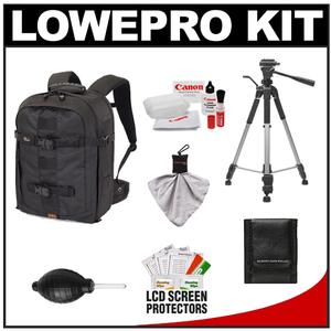 Lowepro Pro Runner 350 AW Digital SLR Camera Backpack Case (Black) with Deluxe Photo/Video Tripod + Canon Cleaning Kit - Digital Cameras and Accessories - Hip Lens.com
