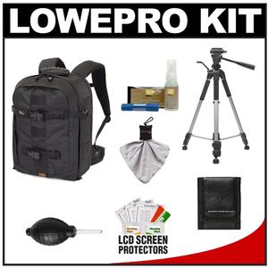 Lowepro Pro Runner 350 AW Digital SLR Camera Backpack Case (Black) with Deluxe Photo/Video Tripod + Nikon Cleaning Kit - Digital Cameras and Accessories - Hip Lens.com