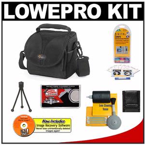 Lowepro Rezo 110 AW Digital SLR Camera Bag/Case (Black) with Tripod + Cleaning Kit + LCD Protectors + Accessory Kit - Digital Cameras and Accessories - Hip Lens.com