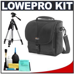 Lowepro Rezo 170 AW Digital SLR Camera Bag/Case (Black) with Deluxe Photo/Video Tripod + Accessory Kit - Digital Cameras and Accessories - Hip Lens.com