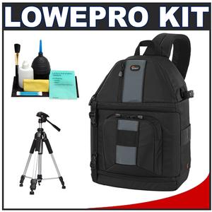 Lowepro Slingshot 302 AW Digital SLR Camera Backpack Sling Case (Black) with Deluxe Photo/Video Tripod + Accessory Kit - Digital Cameras and Accessories - Hip Lens.com