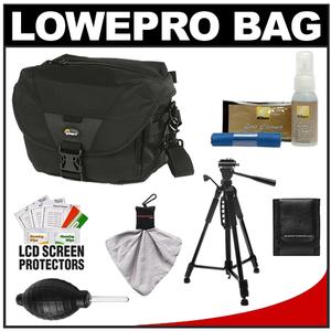 Lowepro Stealth Reporter D100 AW Digital SLR Camera Bag/Case (Black) with Photo/Video Tripod + Nikon Cleaning Kit - Digital Cameras and Accessories - Hip Lens.com