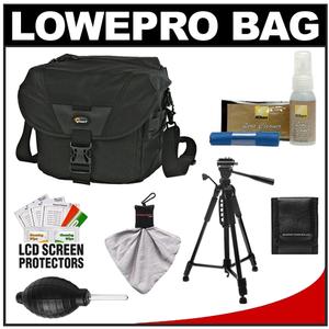 Lowepro Stealth Reporter D200 AW Digital SLR Camera Bag/Case (Black) with Photo/Video Tripod + Nikon Cleaning Kit - Digital Cameras and Accessories - Hip Lens.com