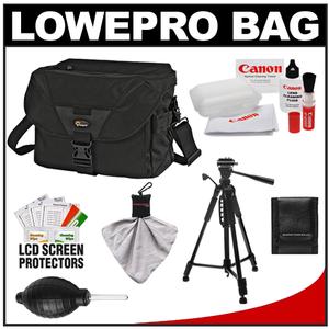 Lowepro Stealth Reporter D550 AW Digital SLR Camera Bag/Case (Black) with Photo/Video Tripod + Canon Cleaning Kit - Digital Cameras and Accessories - Hip Lens.com