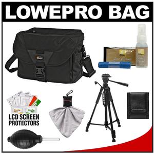 Lowepro Stealth Reporter D550 AW Digital SLR Camera Bag/Case (Black) with Photo/Video Tripod + Nikon Cleaning Kit - Digital Cameras and Accessories - Hip Lens.com