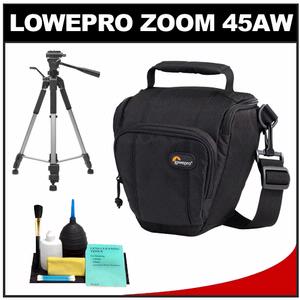 Lowepro Toploader Zoom 45 AW Digital SLR Camera Holster Bag/Case (Black) with Tripod + Accessory Kit - Digital Cameras and Accessories - Hip Lens.com