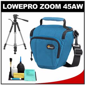 Lowepro Toploader Zoom 45 AW Digital SLR Camera Holster Bag/Case (Sea Blue) with Tripod + Accessory Kit - Digital Cameras and Accessories - Hip Lens.com