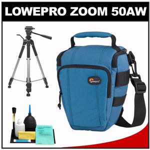 Lowepro Toploader Zoom 50 AW Digital SLR Camera Holster Bag/Case (Sea Blue) with Tripod + Accessory Kit - Digital Cameras and Accessories - Hip Lens.com