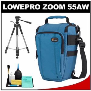 Lowepro Toploader Zoom 55 AW Digital SLR Camera Holster Bag/Case (Sea Blue) with Tripod + Accessory Kit - Digital Cameras and Accessories - Hip Lens.com