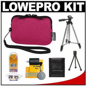 Lowepro Varia 10 Digital Camera Pouch / Case (Raspberry) with Accessory Kit - Digital Cameras and Accessories - Hip Lens.com