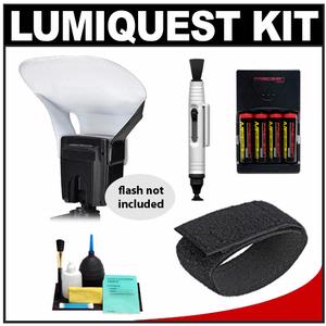 LumiQuest MidiBouncer Bounce Reflector for Shoe Mount Flashes with LumiQuest Cinch Strap + 4 Batteries & Charger + Accessory Kit - Digital Cameras and Accessories - Hip Lens.com