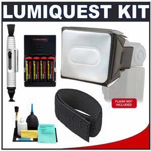 LumiQuest Mini SoftBox for Shoe Mount Flashes with LumiQuest Cinch Strap + 4 Batteries & Charger + Accessory Kit - Digital Cameras and Accessories - Hip Lens.com