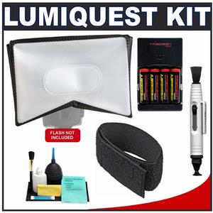LumiQuest SoftBox for Shoe Mount Flashes with LumiQuest Cinch Strap + 4 Batteries & Charger + Accessory Kit - Digital Cameras and Accessories - Hip Lens.com