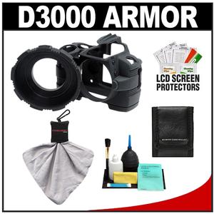 MADE Rubberized Camera Armor Case for Nikon D3000 (Black) with Spudz + Cleaning Kit - Digital Cameras and Accessories - Hip Lens.com