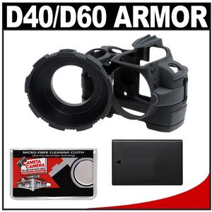 MADE Rubberized Camera Armor Case for Nikon D40  D40x  D60 (Black) with EN-EL9a Battery + Cleaning Kit - Digital Cameras and Accessories - Hip Lens.com