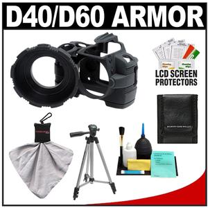 MADE Rubberized Camera Armor Case for Nikon D40  D40x  D60 (Black) with Spudz + Tripod + Accessory Kit - Digital Cameras and Accessories - Hip Lens.com