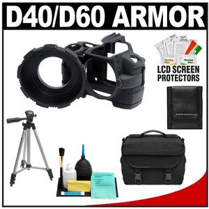 MADE Rubberized Camera Armor Case for Nikon D40  D40x  D60 (Black) with Case + Tripod + Accessory Kit - Digital Cameras and Accessories - Hip Lens.com