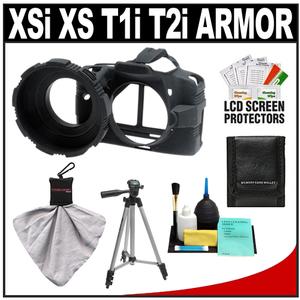 MADE Rubberized Camera Armor Case for Canon Rebel XSi  XS  T1i & T2i (Black) with Spudz + Tripod + Accessory Kit - Digital Cameras and Accessories - Hip Lens.com