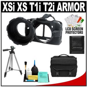 MADE Rubberized Camera Armor Case for Canon Rebel XSi  XS  T1i & T2i (Black) with Case + Tripod + Accessory Kit - Digital Cameras and Accessories - Hip Lens.com