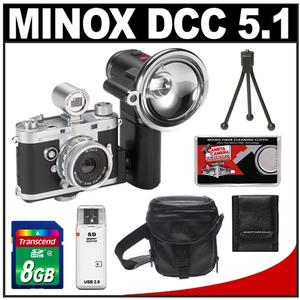 Minox DCC 5.1 Classic Digital Camera with Minox Classic Flash + 8GB Card + Case + Accessory Kit - Digital Cameras and Accessories - Hip Lens.com