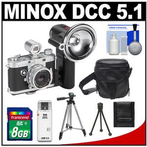 Minox DCC 5.1 Classic Digital Camera with Minox Classic Flash + 8GB Card + Case + Tripod + Accessory Kit - Digital Cameras and Accessories - Hip Lens.com