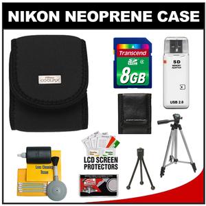Nikon Coolpix 9616 Neoprene Digital Camera Case (Black) with 8GB Card + Tripod + Cleaning Accessory Kit - Digital Cameras and Accessories - Hip Lens.com