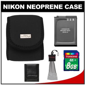Nikon Coolpix 9616 Neoprene Digital Camera Case (Black) with 8GB Card + EN-EL12 Battery + Accessory Kit - Digital Cameras and Accessories - Hip Lens.com