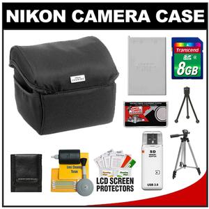 Nikon Coolpix 9691 Fabric Digital Camera Case with Spare EN-EL5 Battery + 8GB Card + Tripod + Cleaning & Accessory Kit - Digital Cameras and Accessories - Hip Lens.com