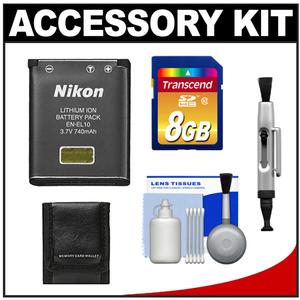 Nikon EN-EL10 Rechargeable Li-ion Battery with 8GB SD Memory Card + Accessory Kit - Digital Cameras and Accessories - Hip Lens.com