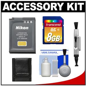 Nikon EN-EL12 Rechargeable Li-ion Battery with 8GB SD Memory Card + Accessory Kit - Digital Cameras and Accessories - Hip Lens.com
