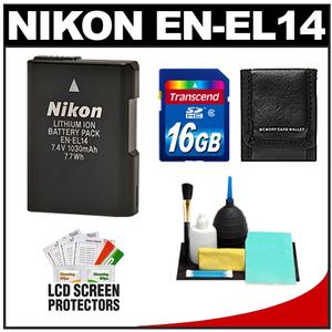 Nikon EN-EL14 Rechargeable Li-ion Battery with 16GB Card + Accessory Kit for Coolpix P7000  P7100 & D3100  D3200  D5100 DSLR Camera - Digital Cameras and Accessories - Hip Lens.com