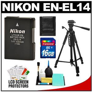 Nikon EN-EL14 Rechargeable Li-ion Battery with 16GB Card + Tripod Kit for Coolpix P7000  P7100 & D3100  D3200  D5100 DSLR Camera - Digital Cameras and Accessories - Hip Lens.com